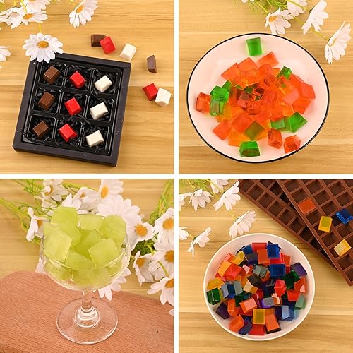 Miniatura 60 de Sakolla - Molde cuadrado de chocolate de silicona, moldes de 80 cavidades para chocolate, caramelo, praliné, cubitos de hielo, gelatina y gominola