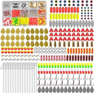 340Pcs/Box Fishing Walleye Rig Making Kit for Spinner Baits Pompano Rigs Spinner Blades Rig Floats for Walleye Trout Catfish Terminal Tackles