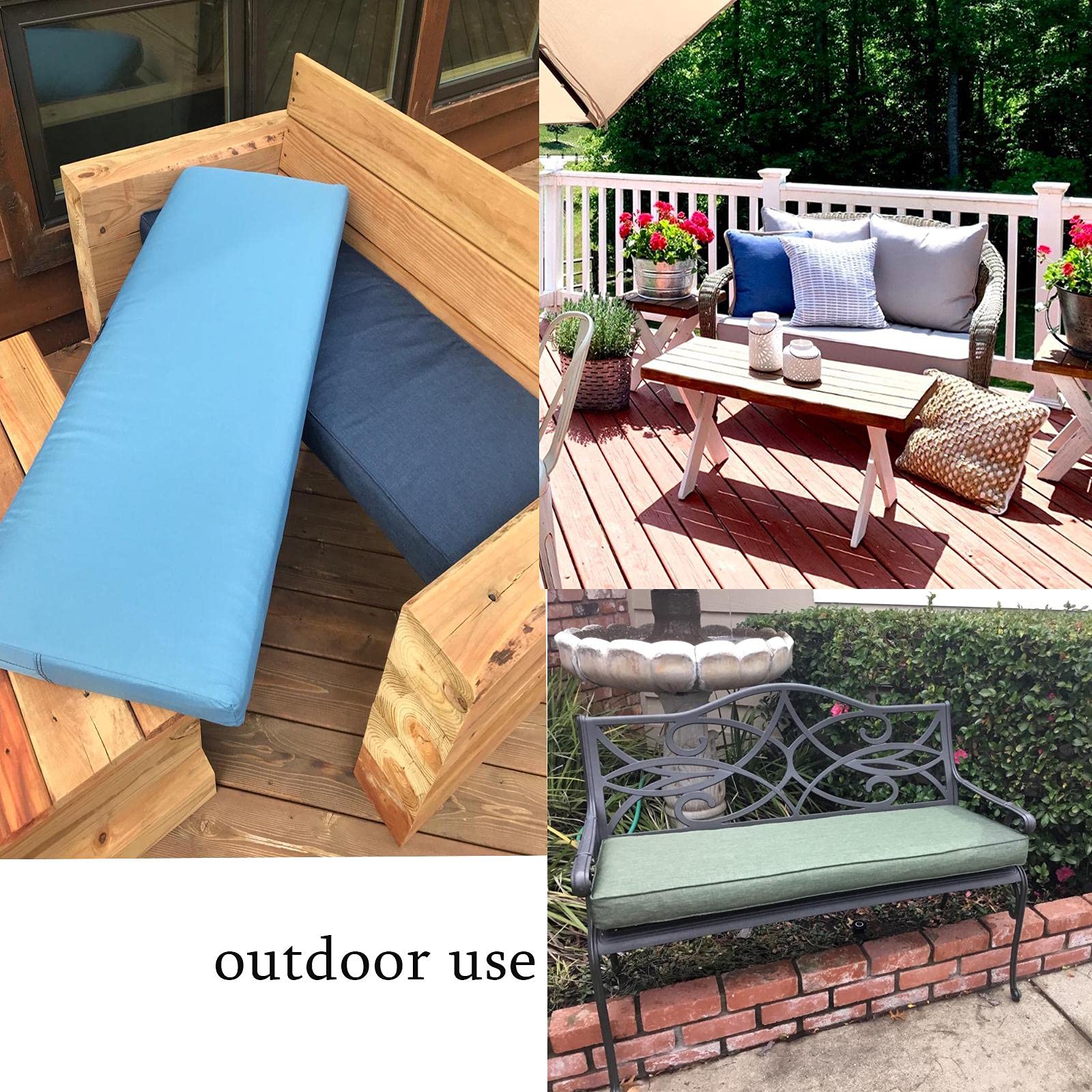 Cuscino impermeabile per panca da esterno a 3 posti, con copertura antiscivolo rimovibile, per panca da giardino, patio, divano, altalena, 150 x 35 cm, bianco sporco