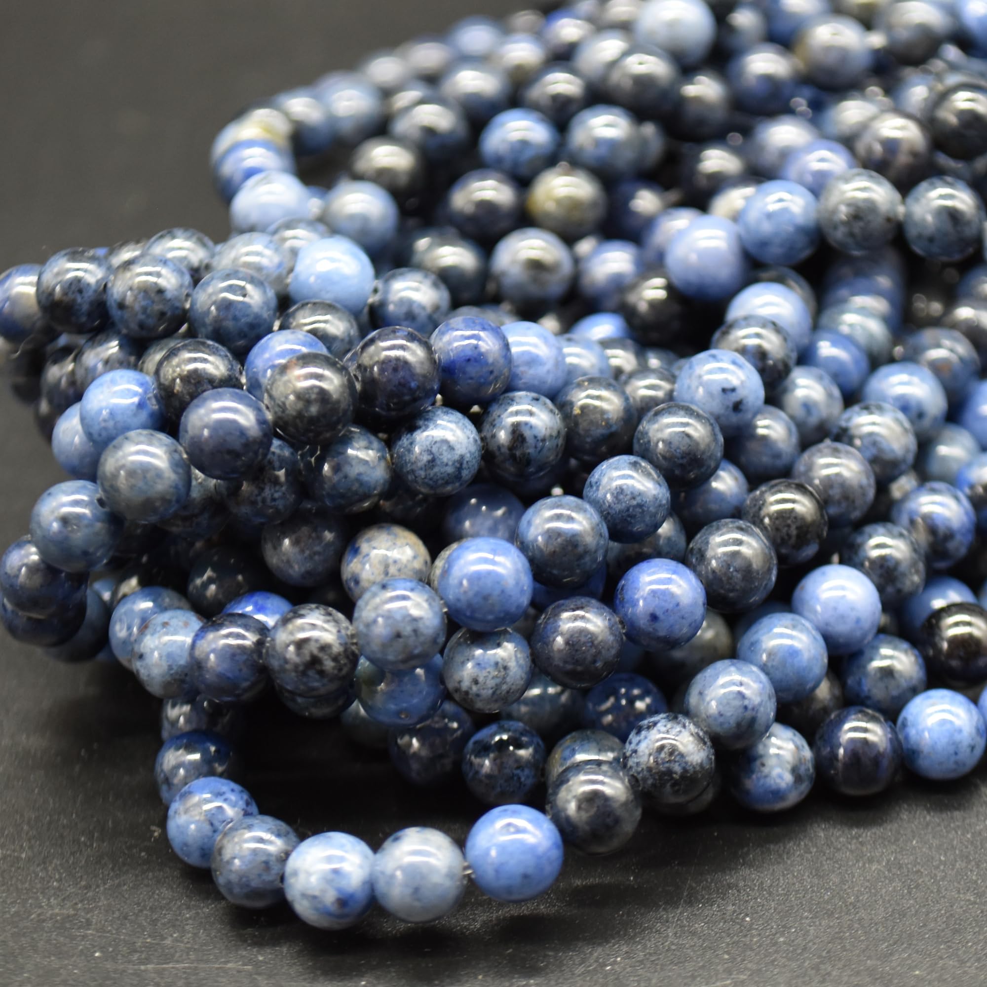 Dumortierite Semi-Precious Gemstone Round Beads - 6mm - 15" Strand