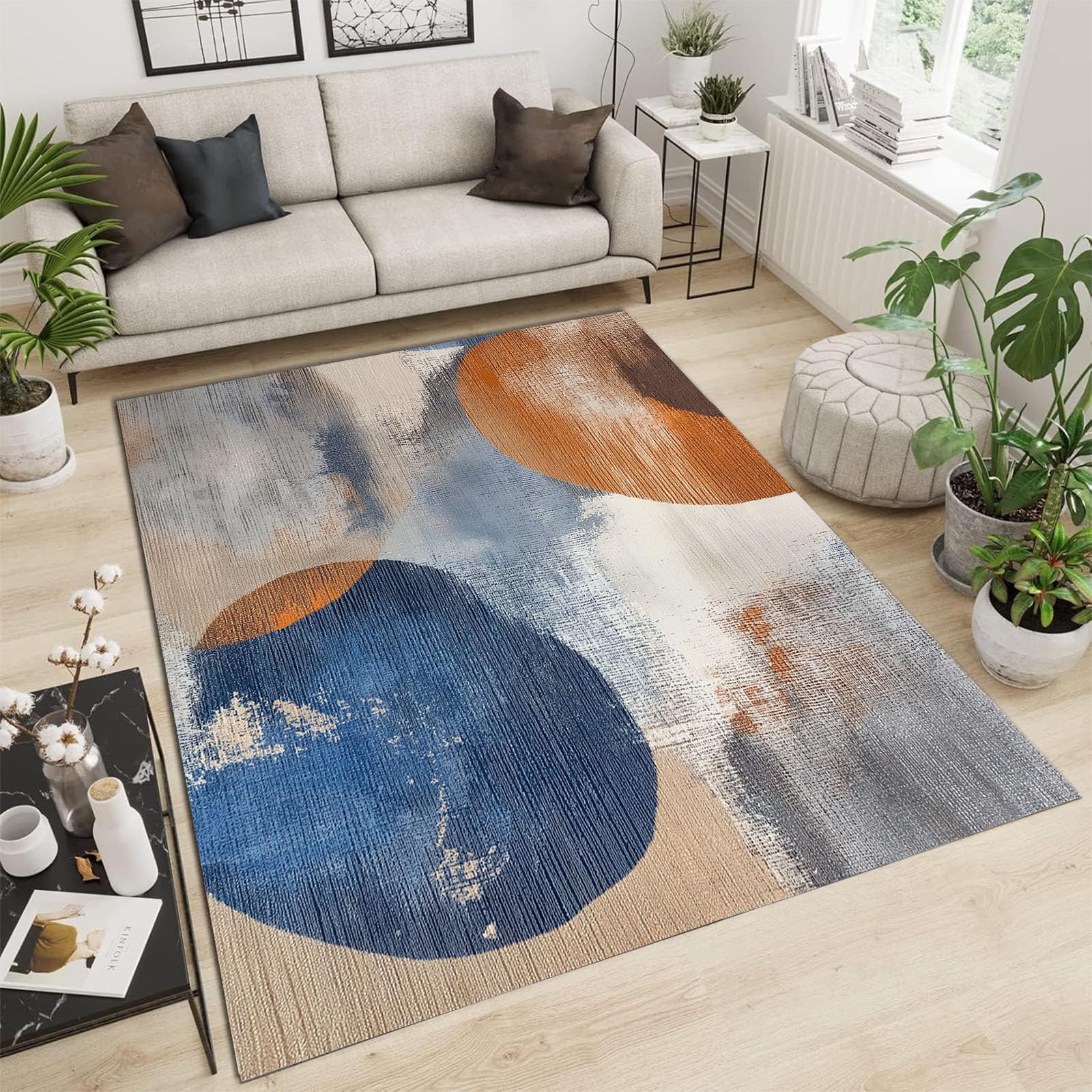 Moquette pour chambre douce et tapis poils courts géométrique lavable 180x270cm antidérapant