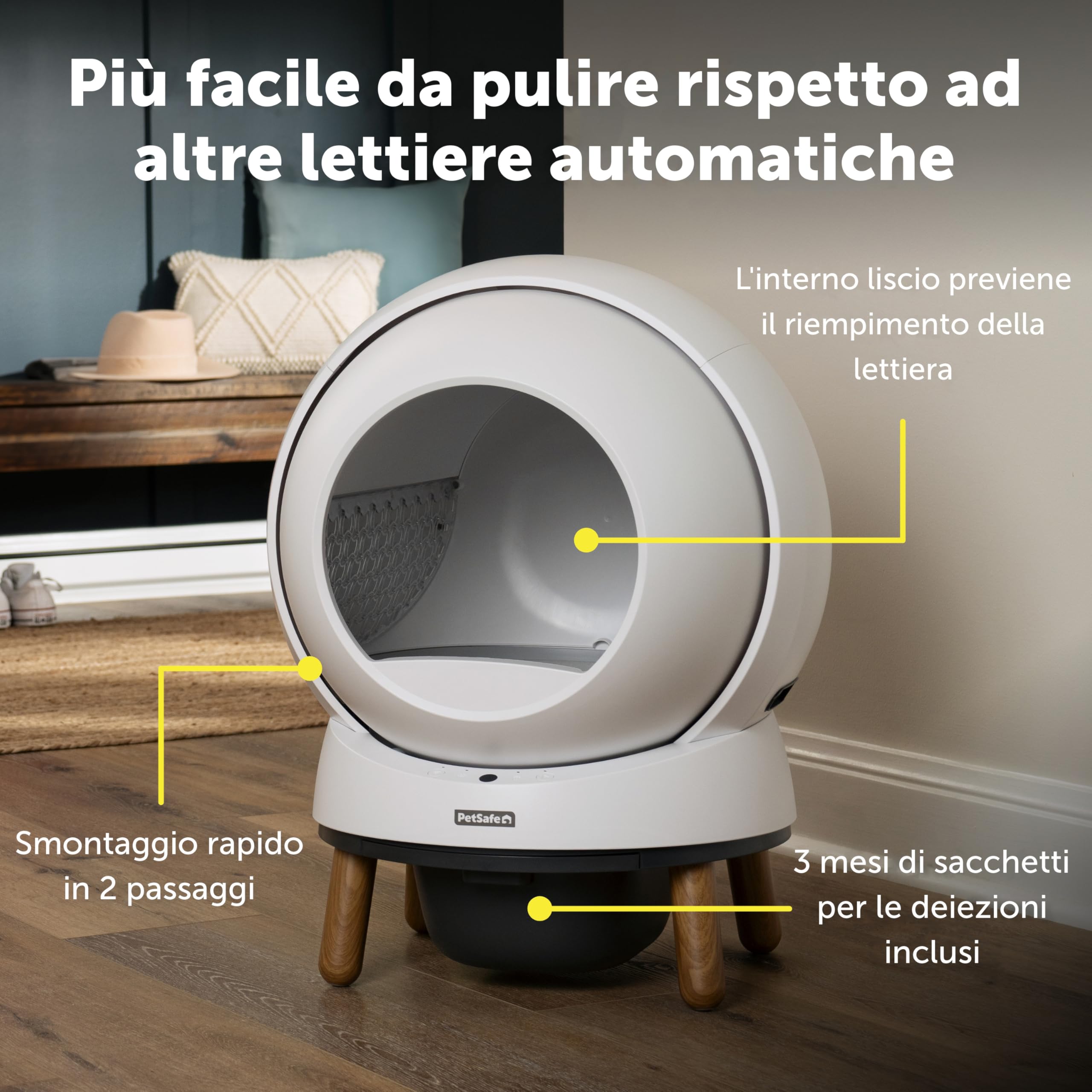 PetSafe - Lettiera Autopulente SmartSpin ScoopFree - Controllo Avanzato degli Odori e Monitoraggio della Salute - Controllata da App - Compatibile con Qualsiasi Lettiera