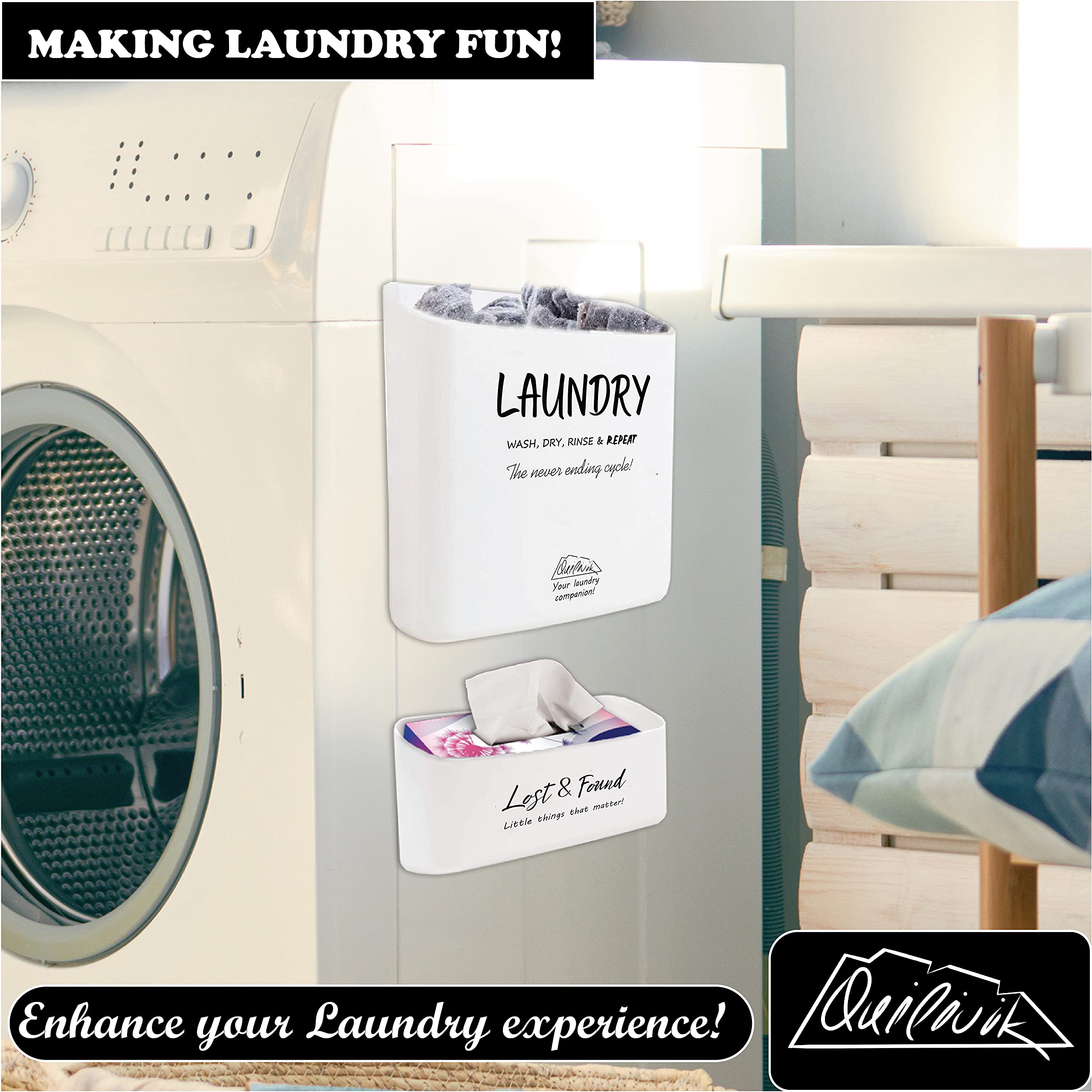 Lint Bin For Laundry Room Large & Small With Dryer Lint Brush