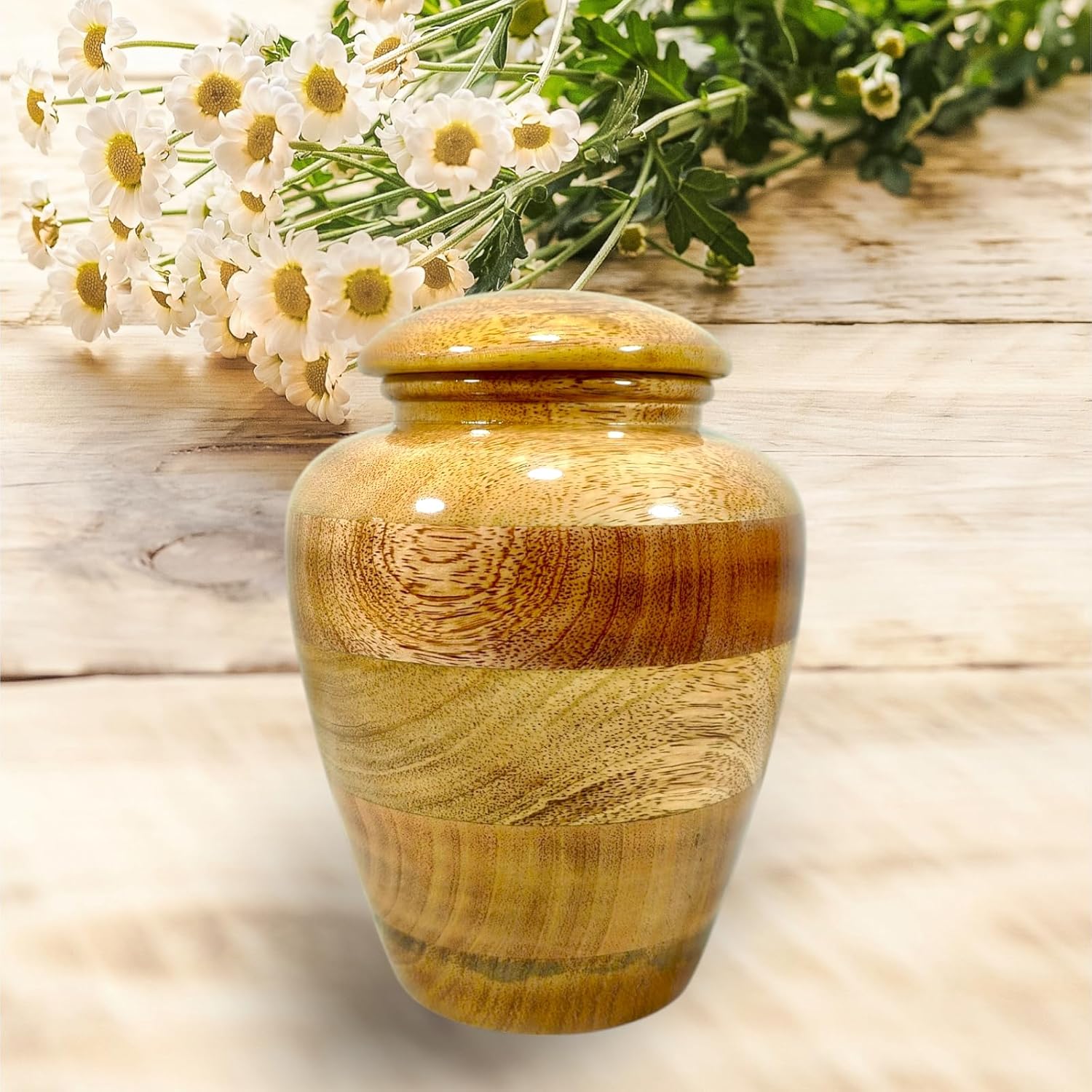 Wooden Cremation Urn for Human Ashes Male/Female, Cremation Adult Funeral Urn Box, Decorative Urns, Burial Wood Urns for Men, Women & Loved Ones (8" H x 6" W x 6" L - Inches - 80 lbs)