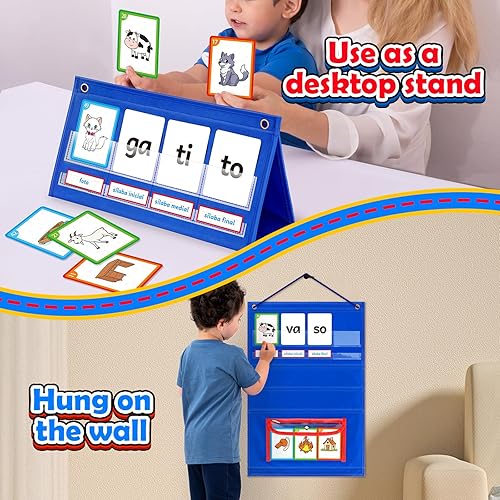 Miniatura 2 de Torlam Aprendizaje de español, tabla de bolsillo de construcción de palabras para niños, juegos de vocabulario en español para niños pequeños,