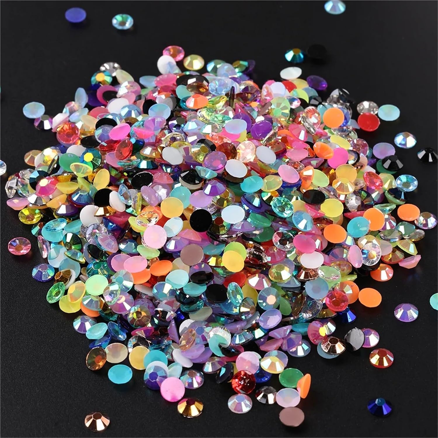 Rhinestones for Bedazzling Solid White Resin Rhinestone Jelly Transparent AB 2-6mm Flat Back Nail Art Decoration