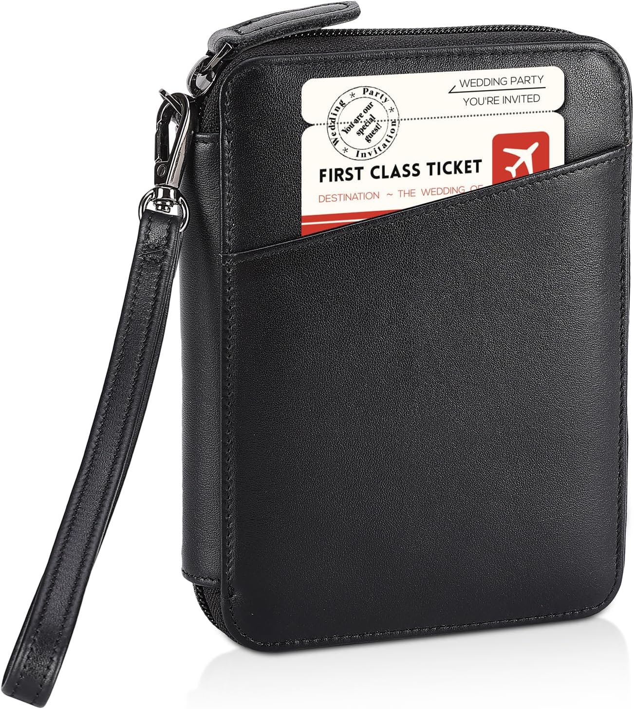 Polare Napa Leather Family Passport Wallet for 4 Passports, RFID Blocking Bifold Passport Cover Travel Document Organizer Holder (Black)