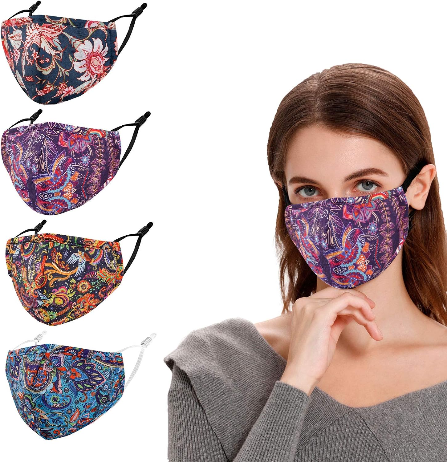 Gyothrig 3D Washable Face Mask with Adjustable Earloop, Breathable Reusable for Women Men