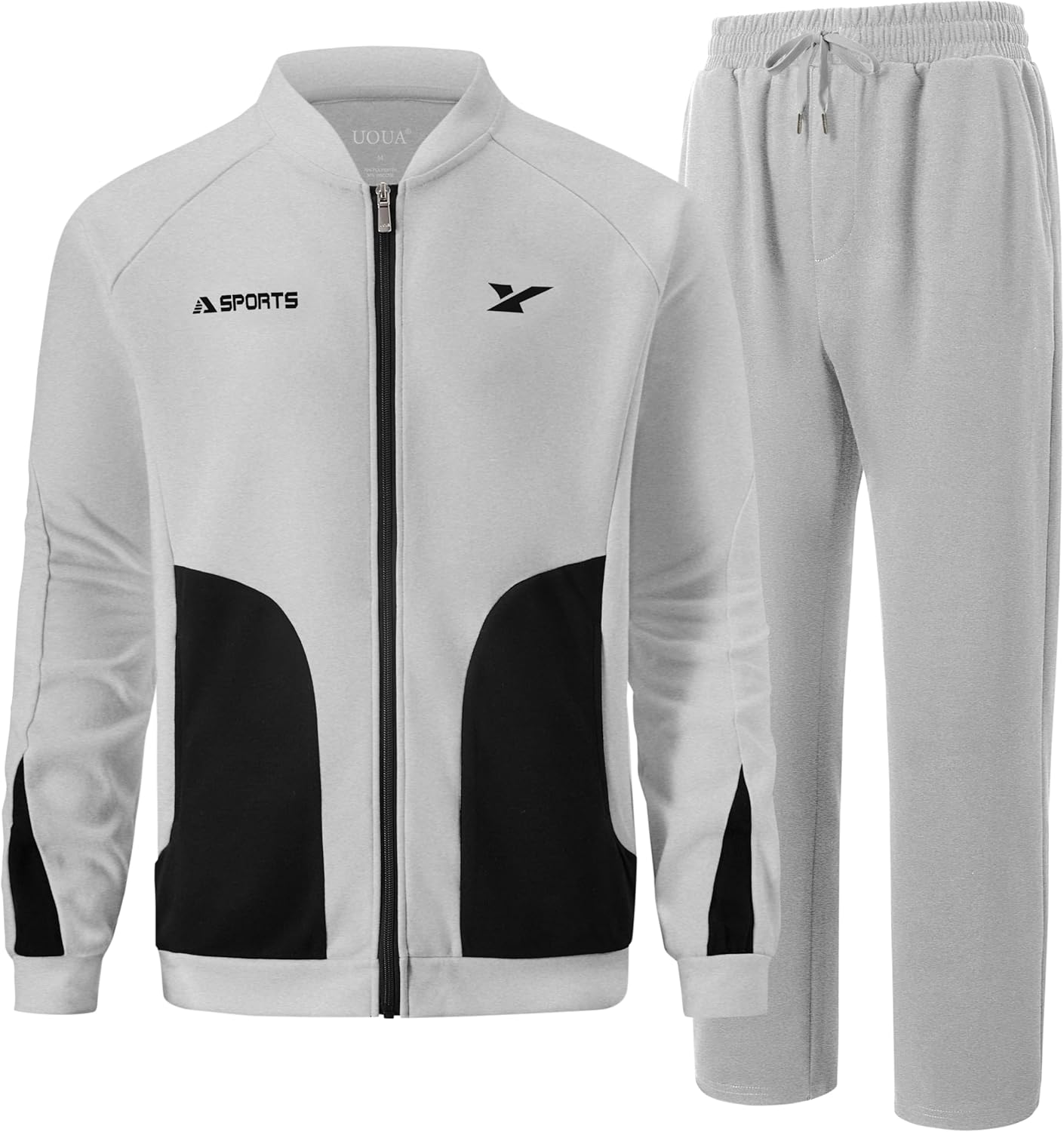 UOUA Mens Tracksuits 2 Piece Set Long Sleeve Sweatsuit Outfits Workout Jogging Suits