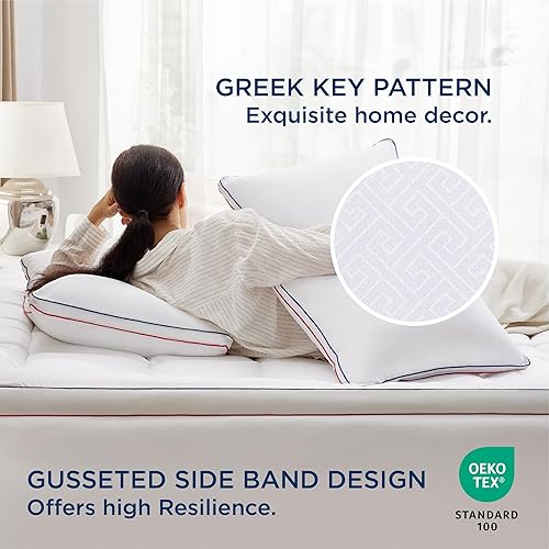 Miniatura 4 de Bedsure Juego de 2 almohadas de cama tamaño Queen, almohadas de hotel de lujo, tamaño Queen, almohada reforzada suave y esponjosa con alternativa al