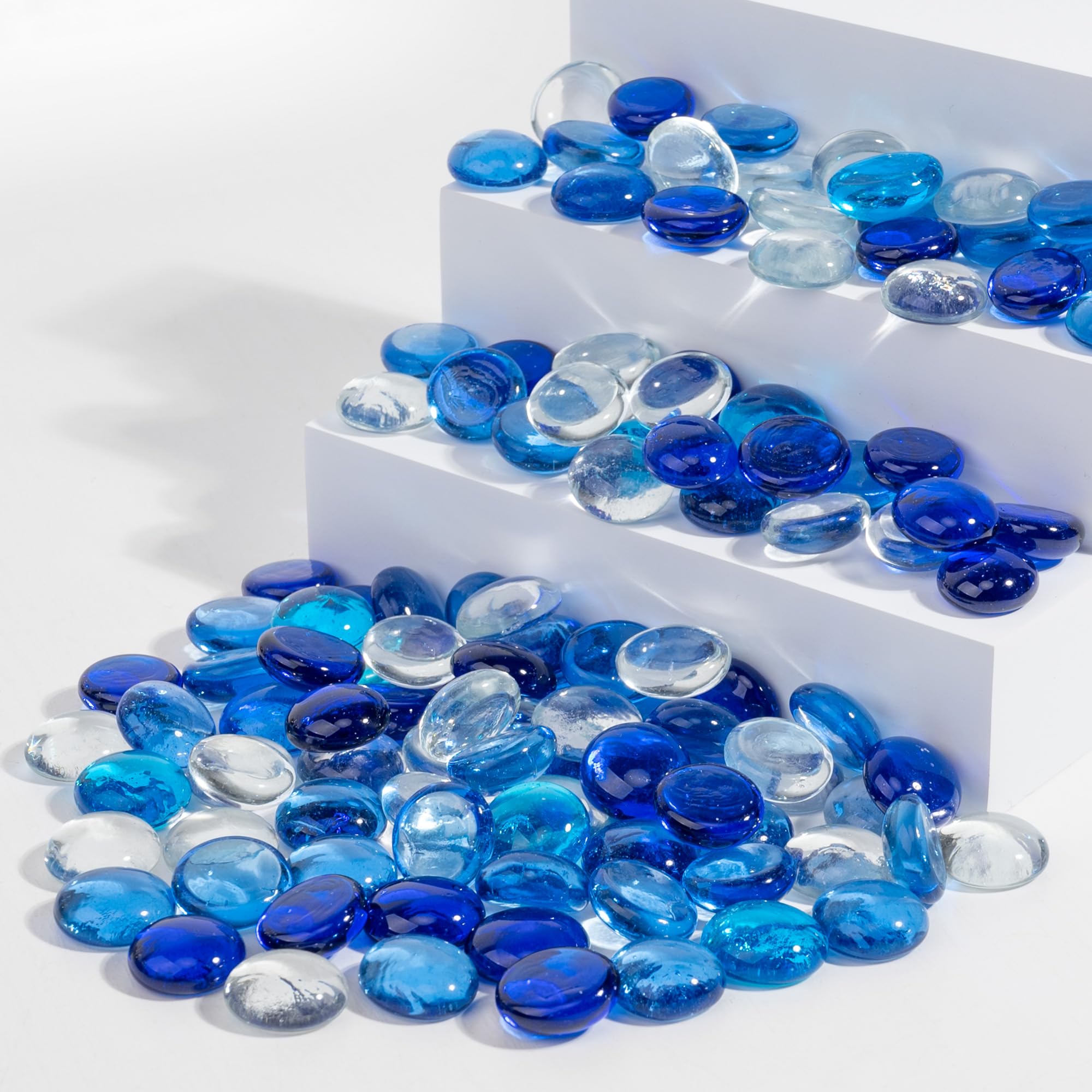 1LB Flat Glass Marbles Stones Flat Bottom Marble Beads 17-19mm Smooth Stone Pebbles for Home Decoration Fire Pit Landscaping Glass Gemstone for Fish Tanks Flower Pots DIY Crafts (4Colors MixA)