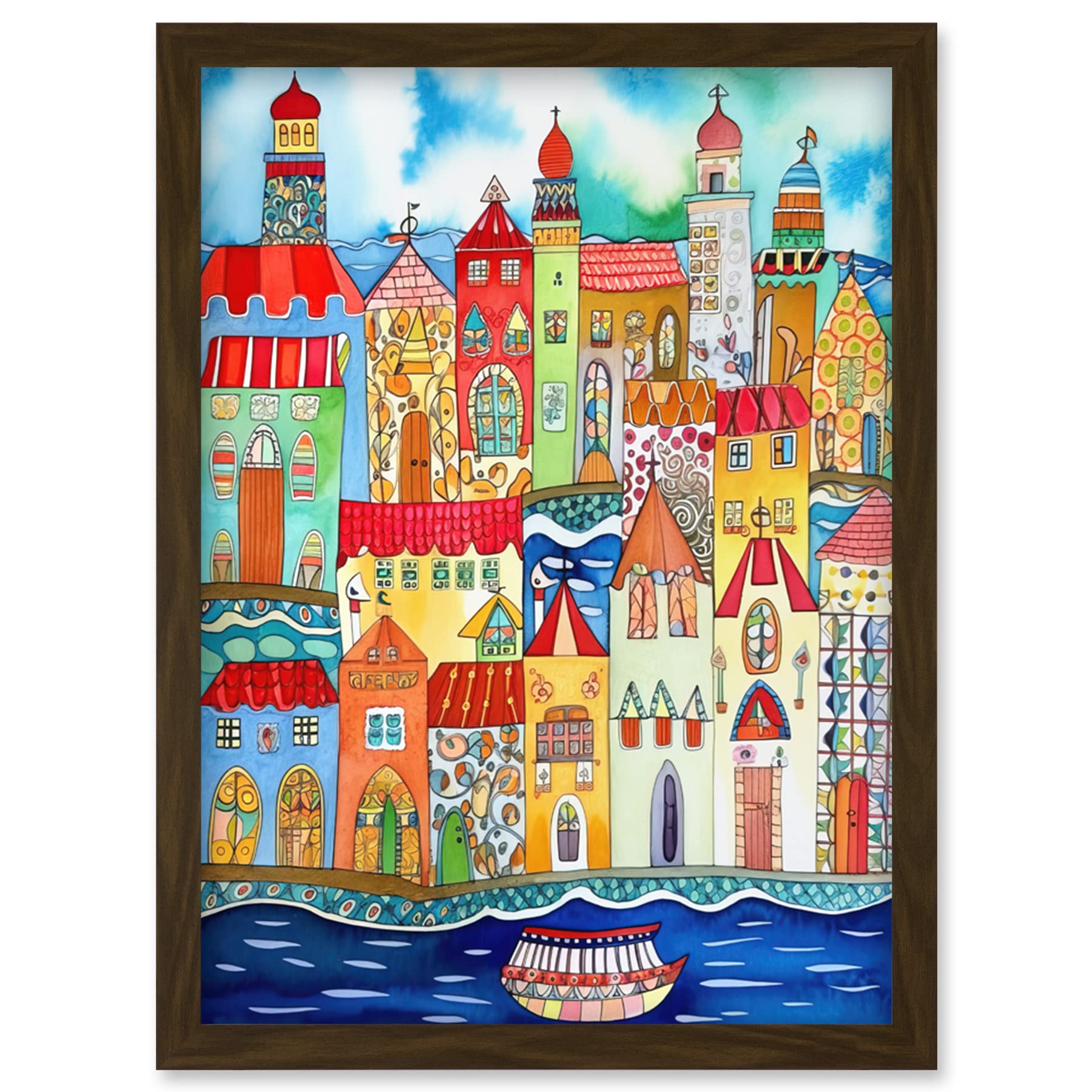 Artery8 Tangier Morocco Folk Art Artwork Framed Wall Art Print A4
