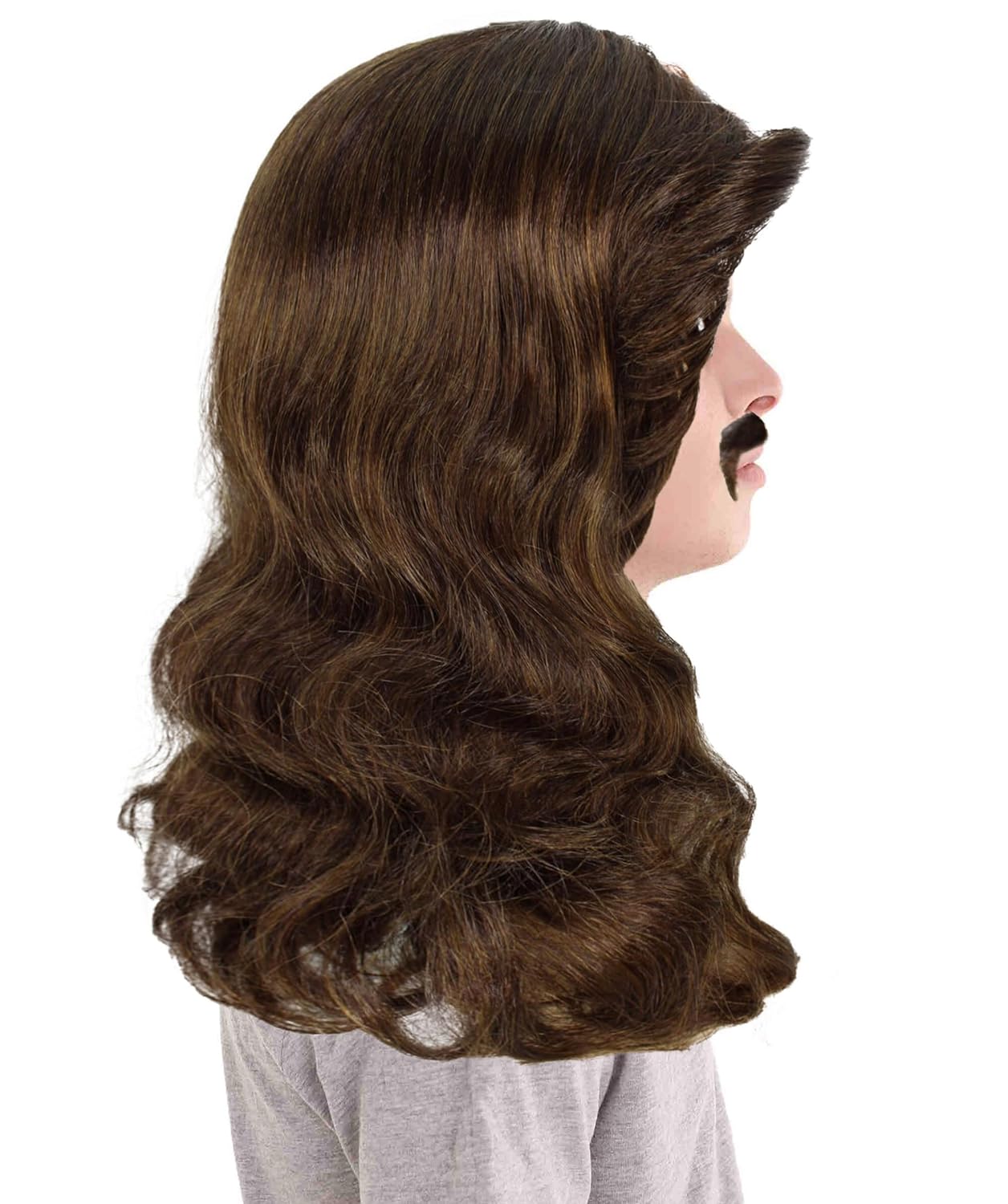 Adult Men's 12" Inch Medium Length Wavy Painter Character Costume Wig With Mustache, Synthetic Fiber Hair with Mustache, Perfect for your next Halloween Costume and Party!a