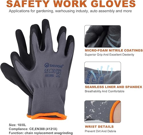 Miniatura 6 de Savior Paquete de 3 cadenas de motosierra S40 de 10 pulgadas, paso LP de 38 pulgadas, calibre .050 pulgadas, 40 eslabones de transmisión cadena de