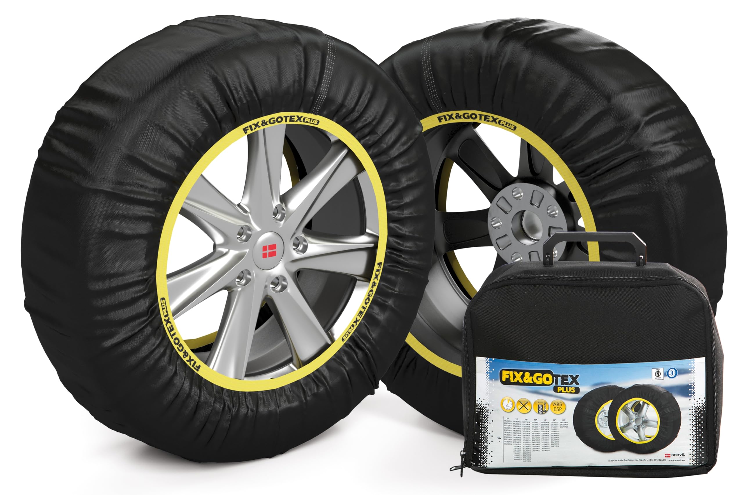 SNOVIT FIX&GO TEX PLUS Talla L - Cadena de nieve textil. Turismo, SUV, 4x4 y furgoneta. Certificación ZT EN-16662-1. Set 2 Uds.