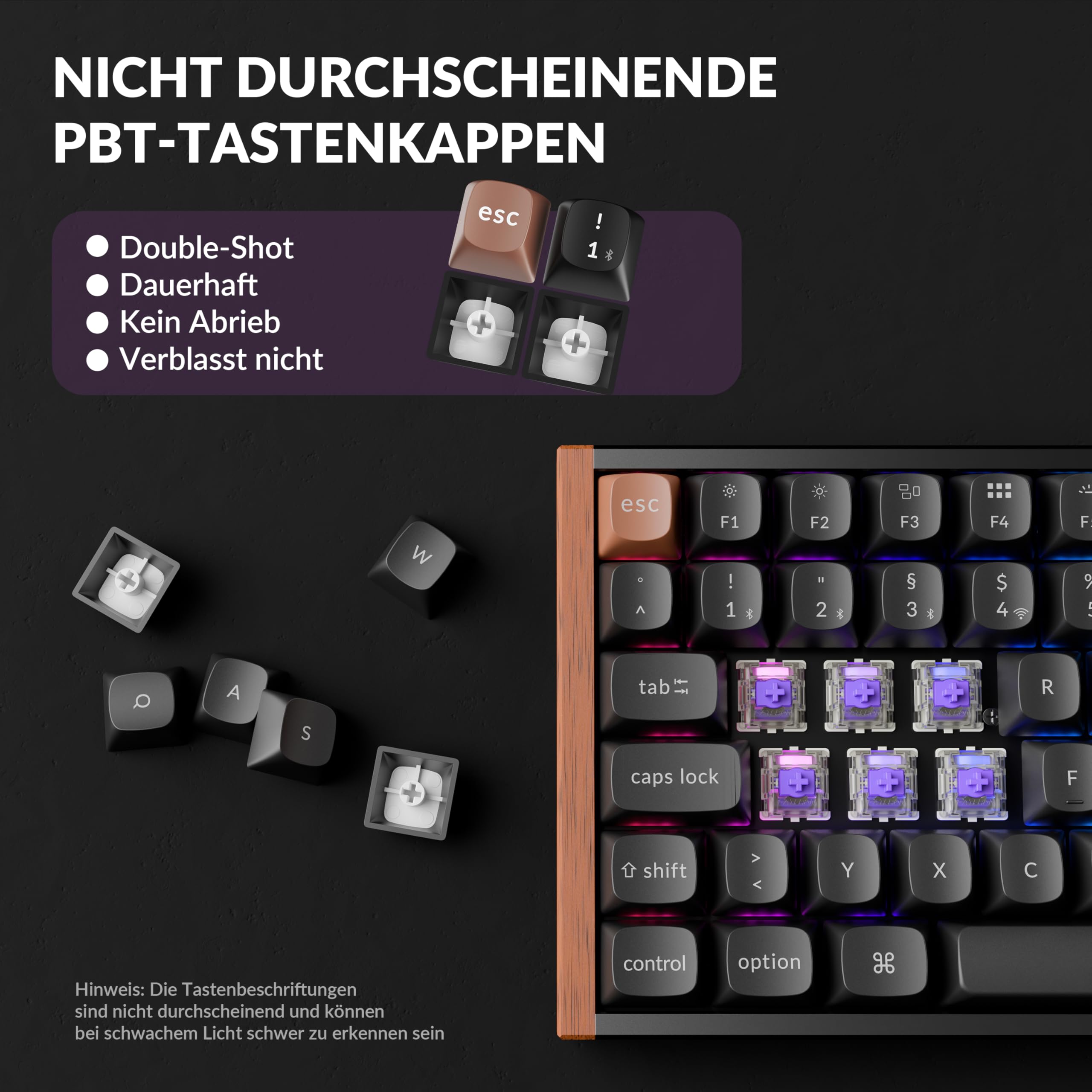 Keychron K2 HE Wireless-Tastatur, 75% DE-ISO-Layout, 2,4 GHz/Bluetooth 5.2, Gamer-Tastatur Magnetic Dual-Track Gateon Nebel für Mac/Windows, Sonderedition - Schwarz