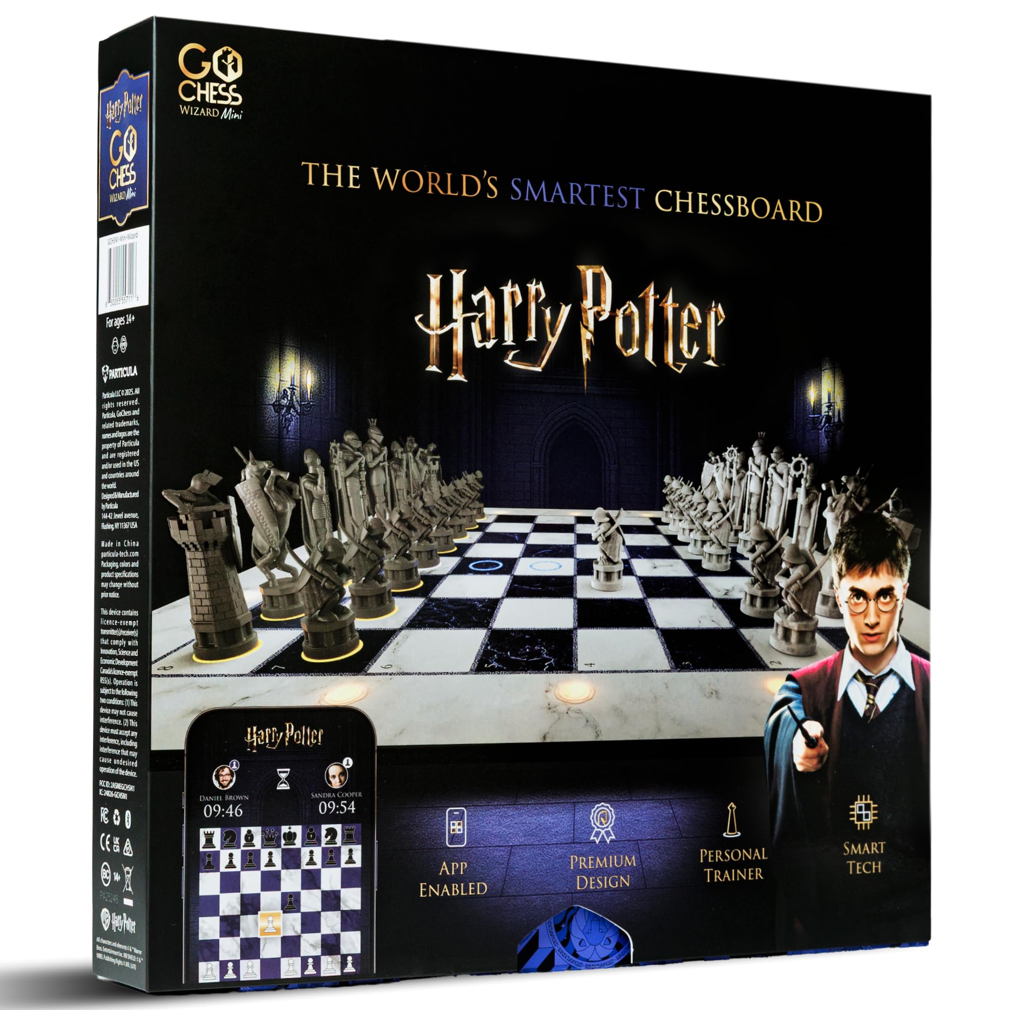 Harry Potter Elektronisches Schachspiel – GoChess Mini Wizard. Leuchtendes Schachset für Kinder & Erwachsene, alle Spielstärken, mit Online-App. Perfekt für Harry-Potter-Fans