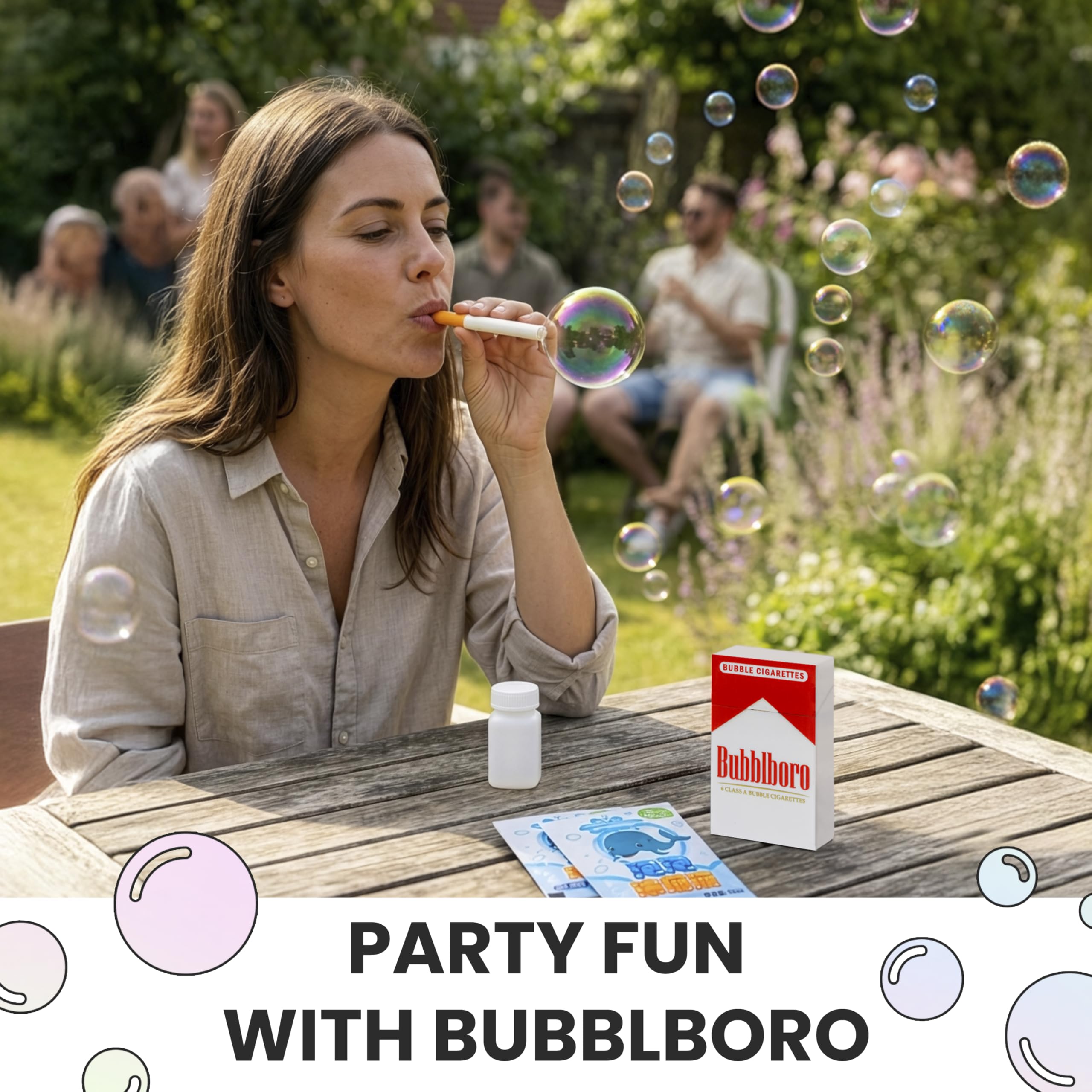 Bubble Cigarette Stress Relief Toy - Bubble Cigarette Pack Including 6 Cigarettes with Bubble Solution Bottle and 2 Sachets - Cigarette Bubble Blower - Fake Cigarettes Gift for Birthday — view 6