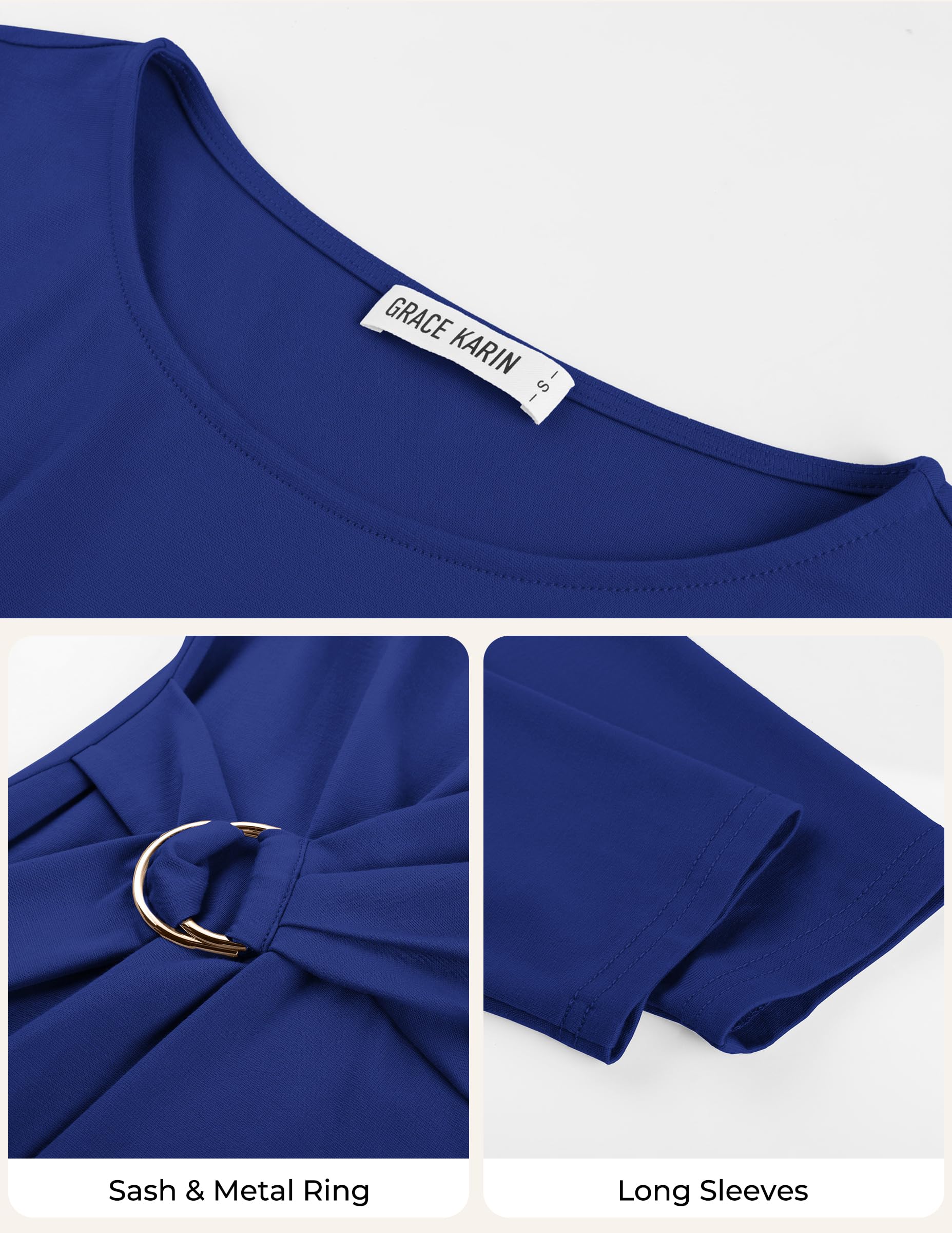 GRACE KARIN Blusen Damen Elegant Oberteile Langarmshirt Wickeloptik Shirt