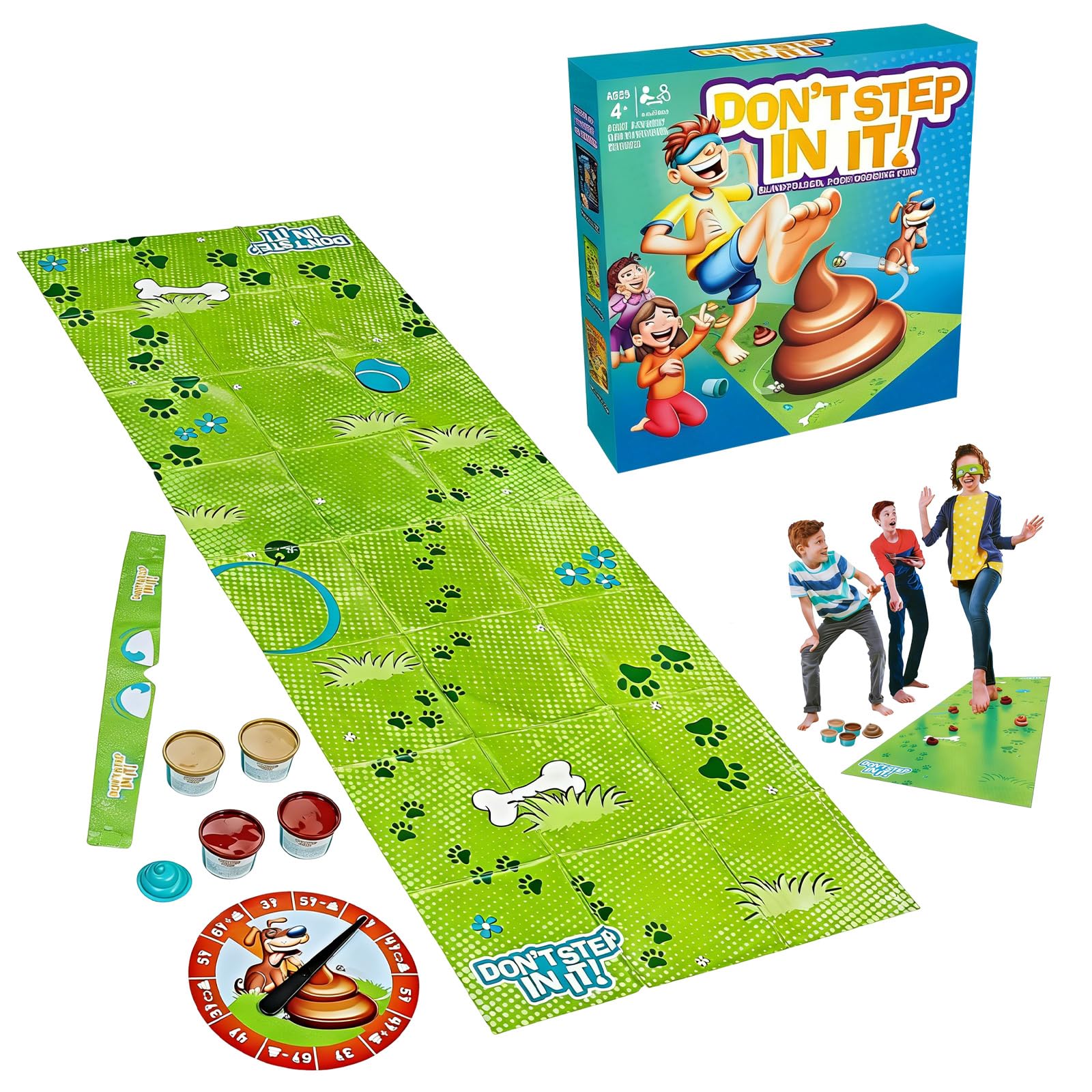 Falafoty Don't Step in It, Fun Blindfold Game with Animal Moves Spinner, Floor Game Family Party Active Game, Multiplayer Interactive Luck Challenge for Family Party Night Kids Birthday Team Building
