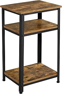Yaheetech 75cm High Side Table with Storage Shelf & Strong Steel Frame, 3 Tier End Table Sofa Side Table for Small Spaces Living Room, Industrial Bedside Table Nightstand for Bedroom, Rustic Brown