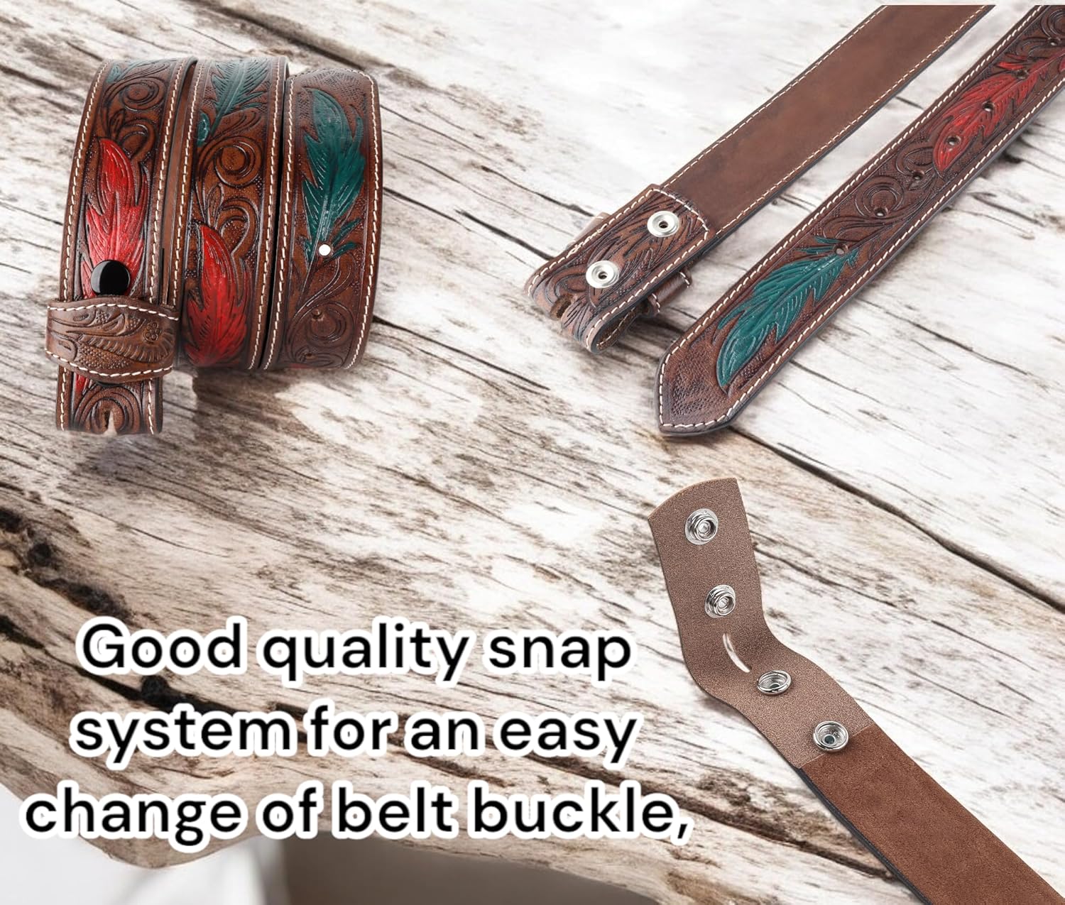 F&L CLASSIC Western Belt without buckle for men – Full Grain Leather Cowboy Belts for jeans - One Piece Leather strap belt - Image 4