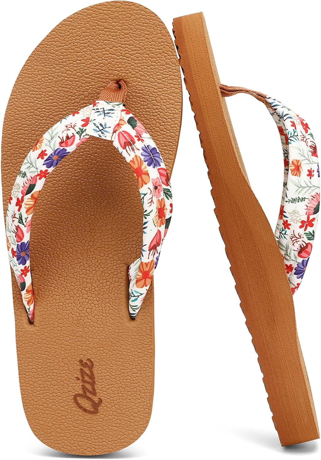 Women's Wide Width Flip Flops with Arch Support - Yoga Mat Comfort, Lightweight Slip-On Beach & Walking Sandals for Indoor/Outdoor