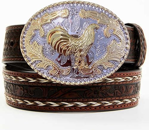 Miniatura 2 de WMG Hebilla de cinturón occidental en tono dorado de gallo para hombres, estilos geniales de vaquera y rodeo