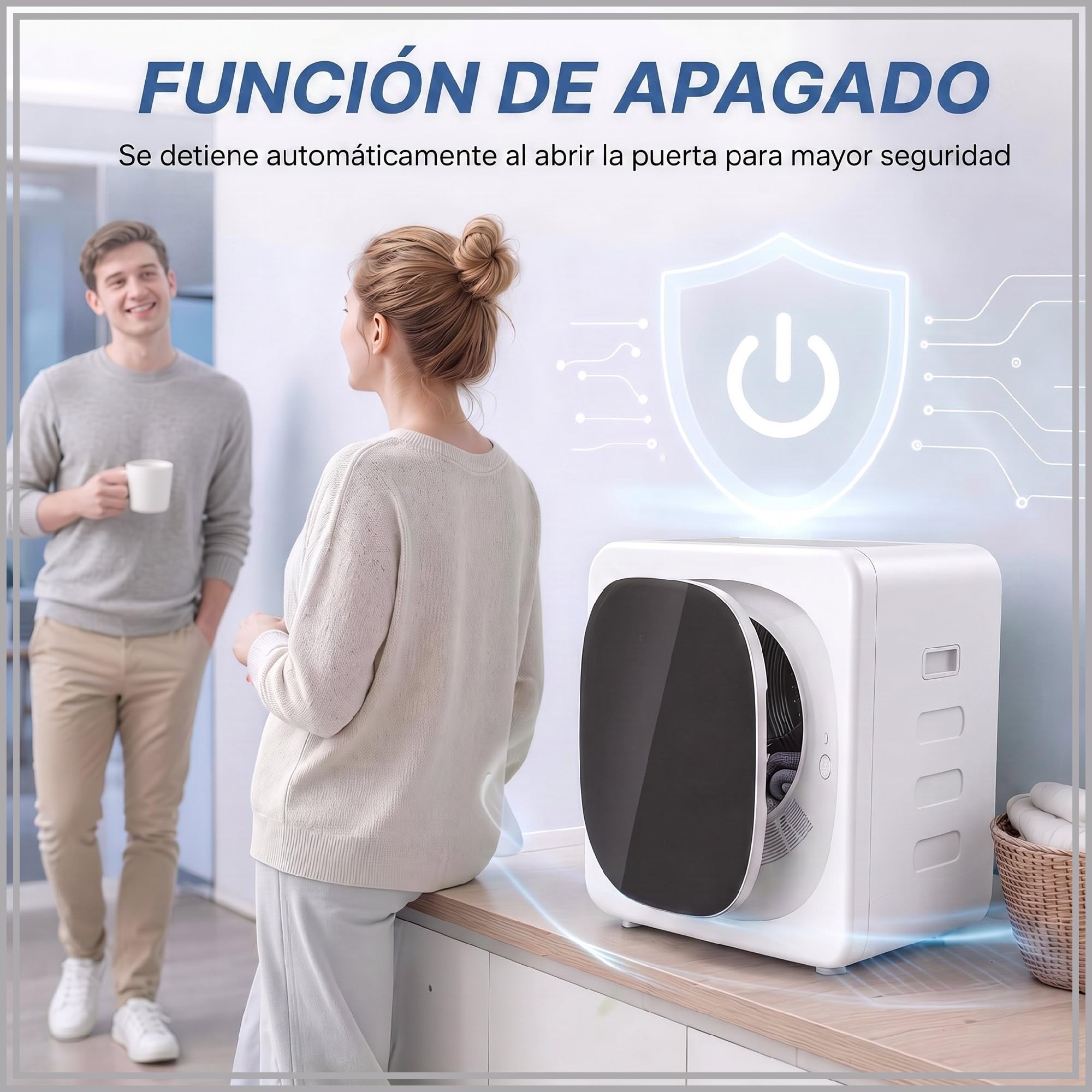 HOMCOM Secadora de Evacuación 3 kg Compacta 800W Pantalla Táctil Blanco