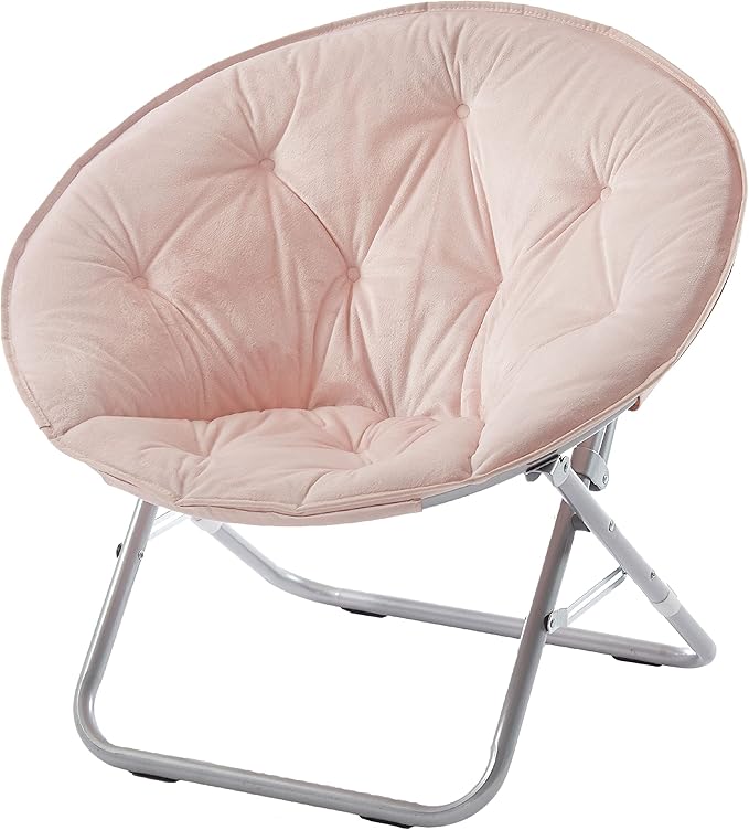 Sillón Plegable Descanso Redondo Peluche Color Blush