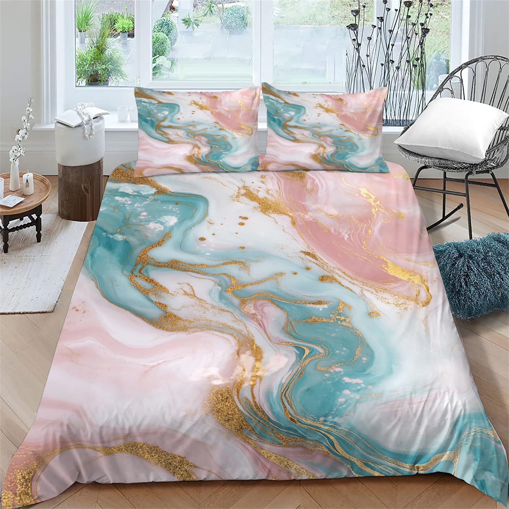 Housse de couette 140x200 zippée anti-plis pour un lit marbré toujours impeccable