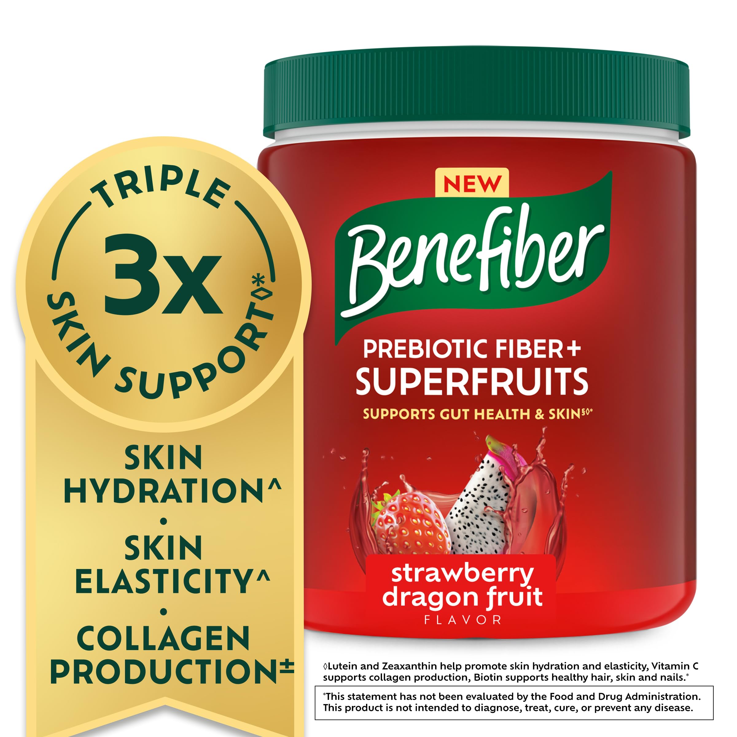 Benefiber Prebiotic Fiber + Superfruits, Strawberry Dragon Fruit, 8.8 oz — Amazon image 2