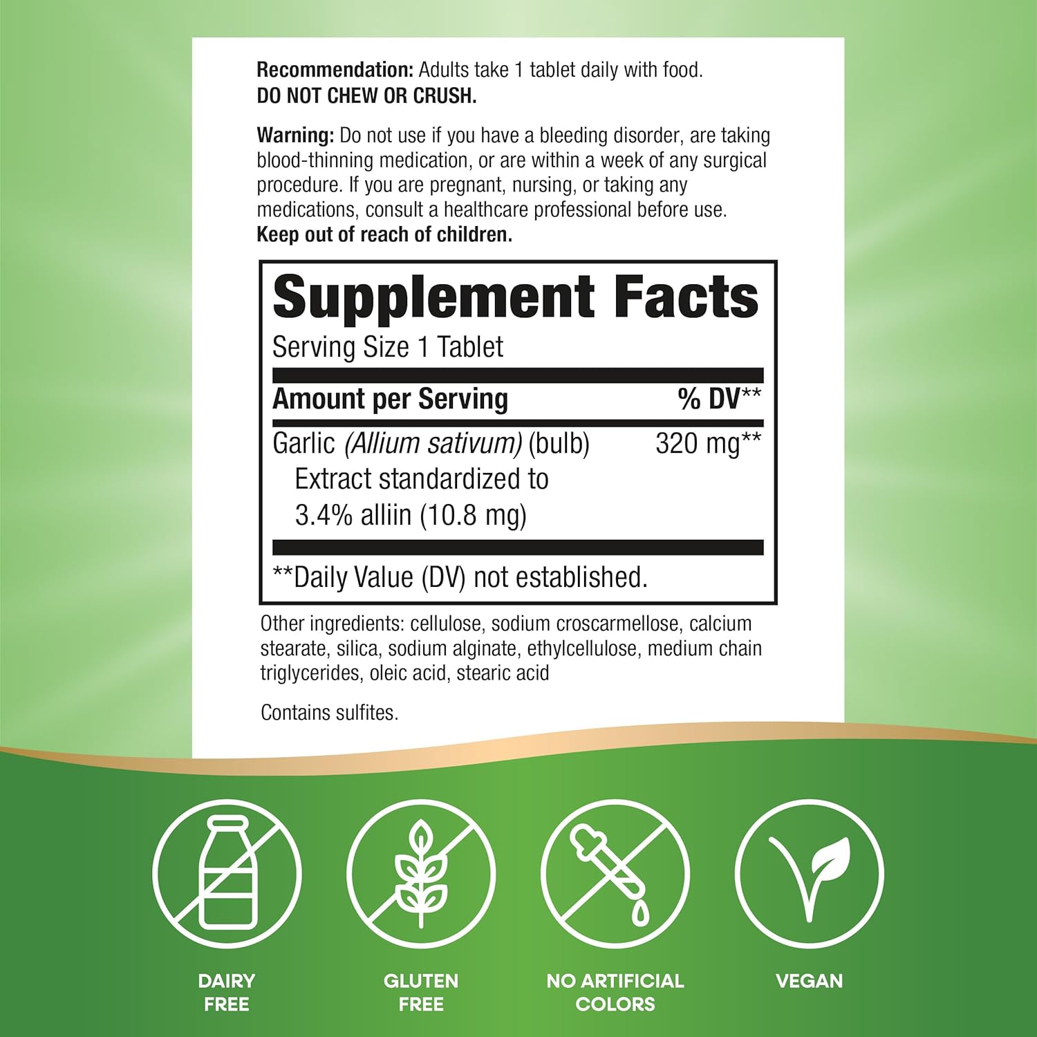 Nature's Way Garlinase 5000, Garlic Extract, Supports Heart Health*, Odorless Garlic Supplements, Vegan, 100 Tablets