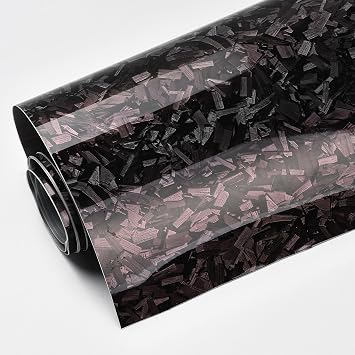 Forged Carbon Fiber Gray Red Car Vinyl Wrap, 59.84" x 11.81"