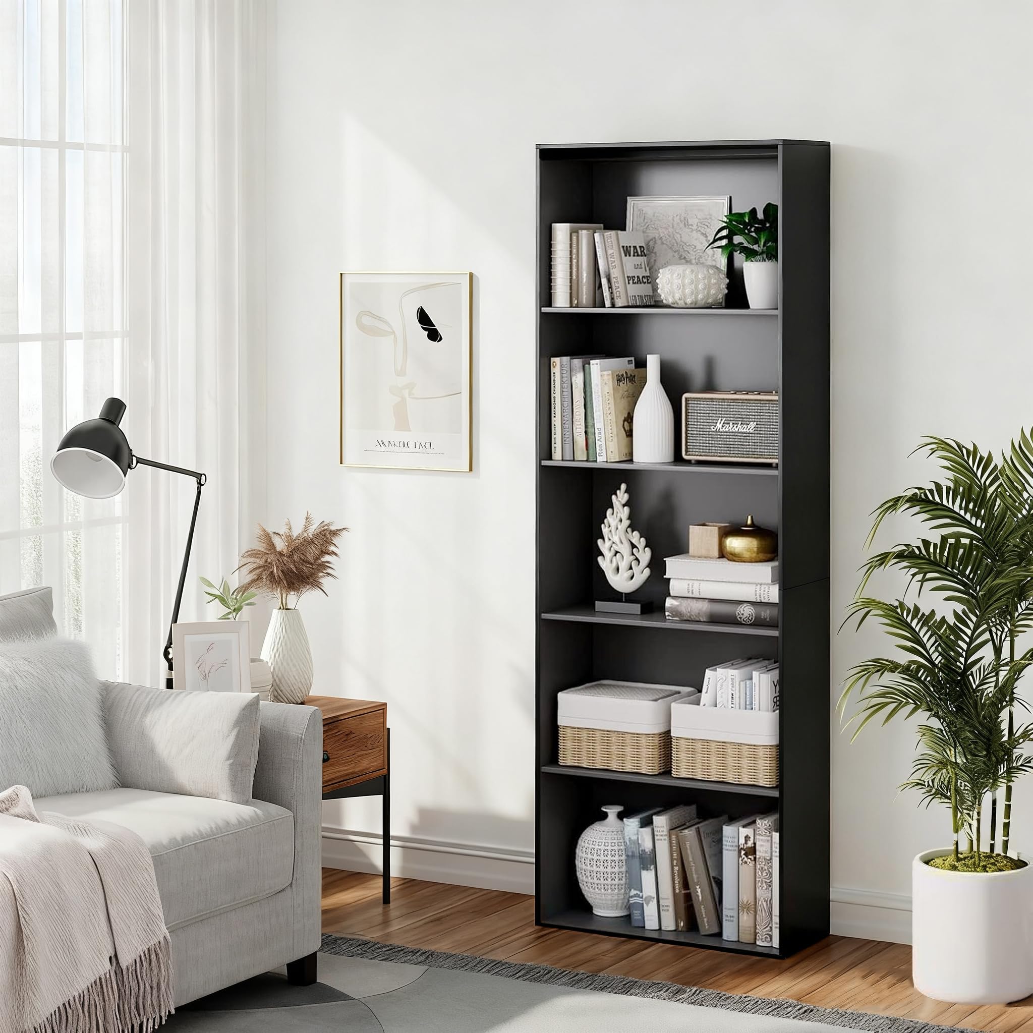 Amazon.com: DORTALA Bookcase 5-Shelf Multi-Functional Modern Wood