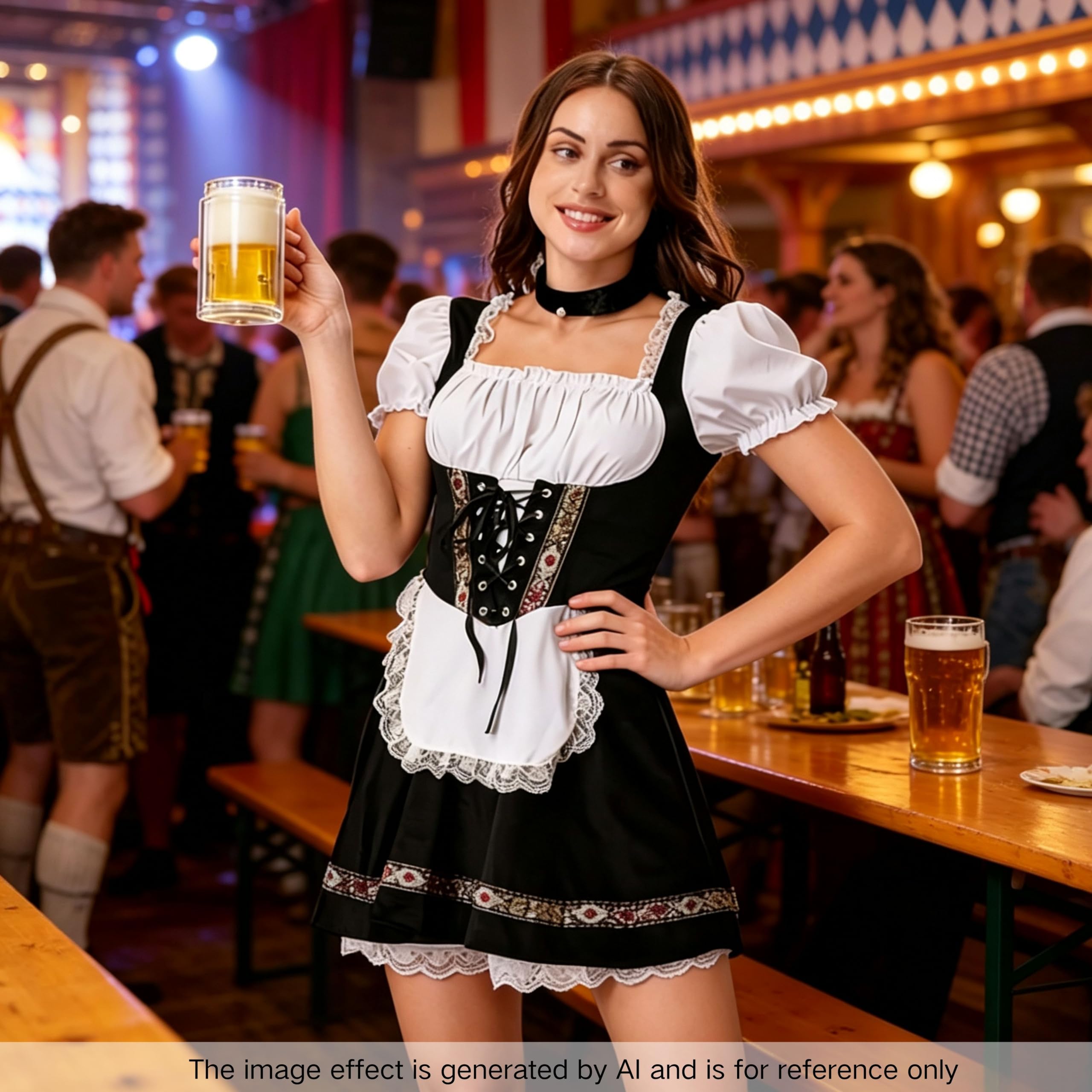GRAJTCIN Costume da Oktoberfest da donna, vestito bavarese in velluto per Halloween e Carnevale