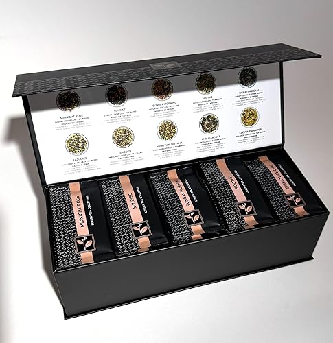 Miniatura 3 de Pure And Easy Tea, Juego de muestras de té de hojas sueltas de alta calidad, paquete variado de 30 unidades de mezclas de hierbas y cafeína, tés de