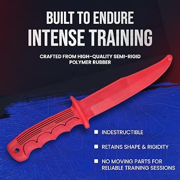 Realistic Rubber Training Knife for Martial Arts - Durable, Lightweight, 12 Length Rubber Practice Knife - Flexible, Chalkable Blade for Scoring - Safe for Defensive Tactics Training - Made in USA
