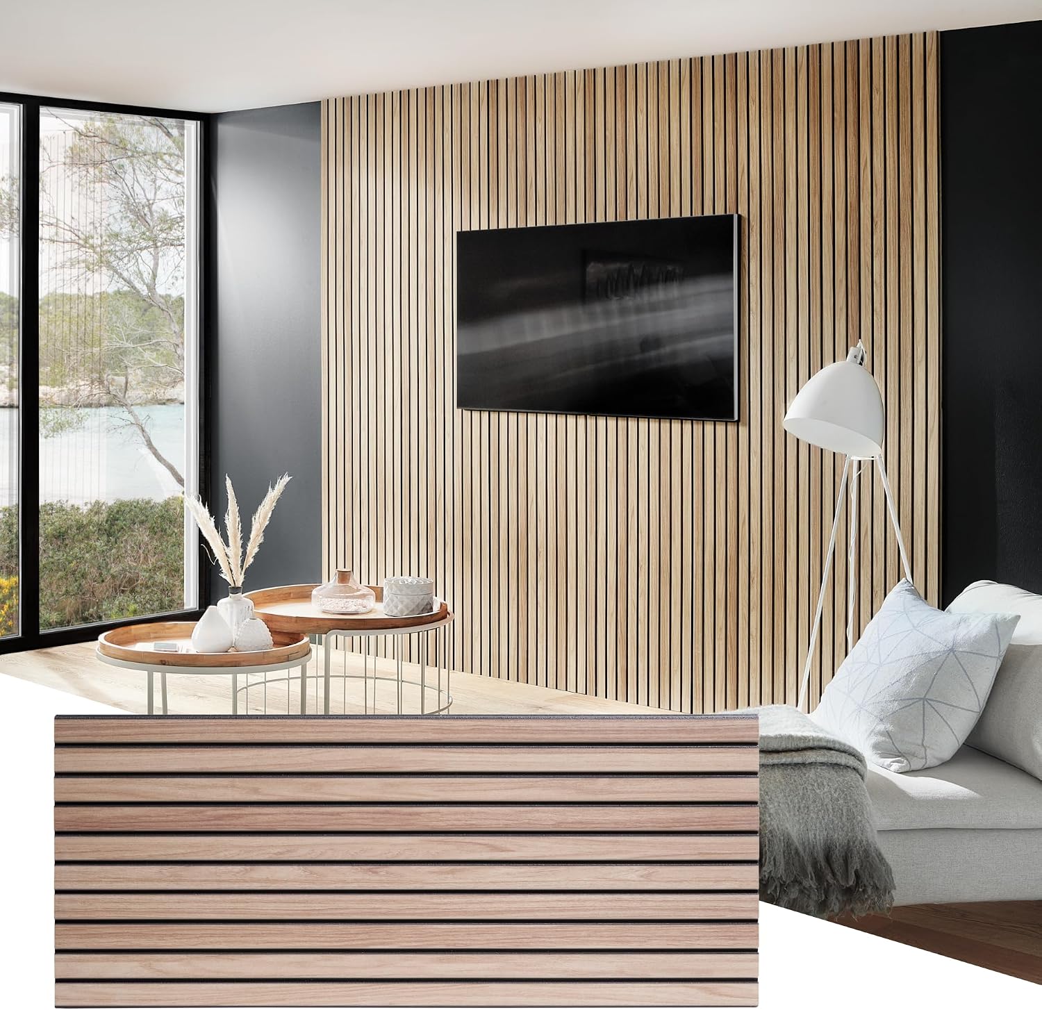 Wall!Supply Ultralight Linari Natural EPS Foam Faux Wood 3D Wall Panels - Home Decor Wallpaper Alterantive for Living Room, Bedroom, and Office - Easy Installation DIY Room Decor - 4 Pack 24.96 Sq Ft