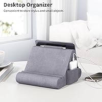 Vista 3 de CreaDream Soporte de almohada para tableta, almohadilla suave para regazo, soporte para tablet para cama con 3 ángulos de visión, bolsillo, soporte