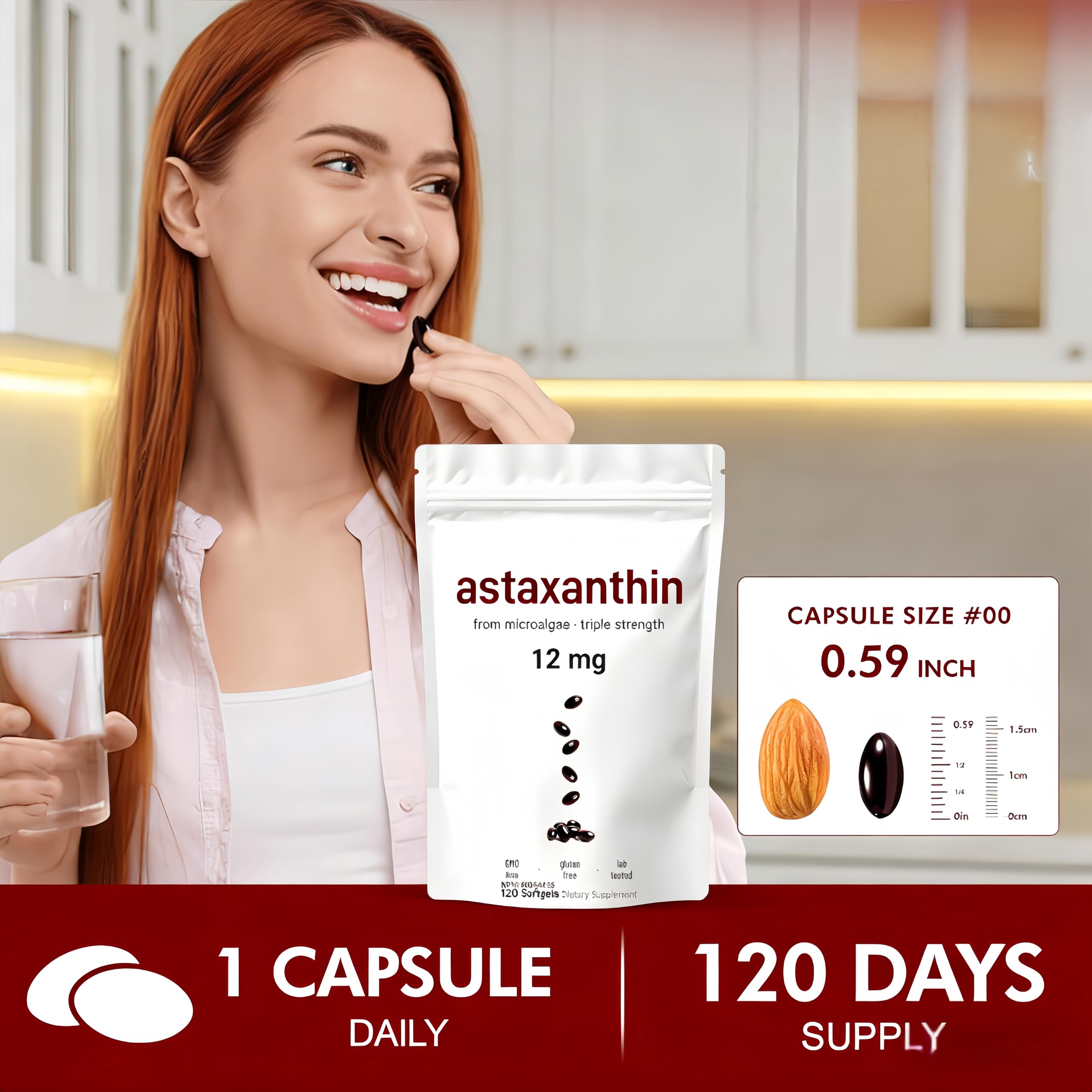 Astaxanthin 12mg ， 120 Softgels(1PCS) — view 5