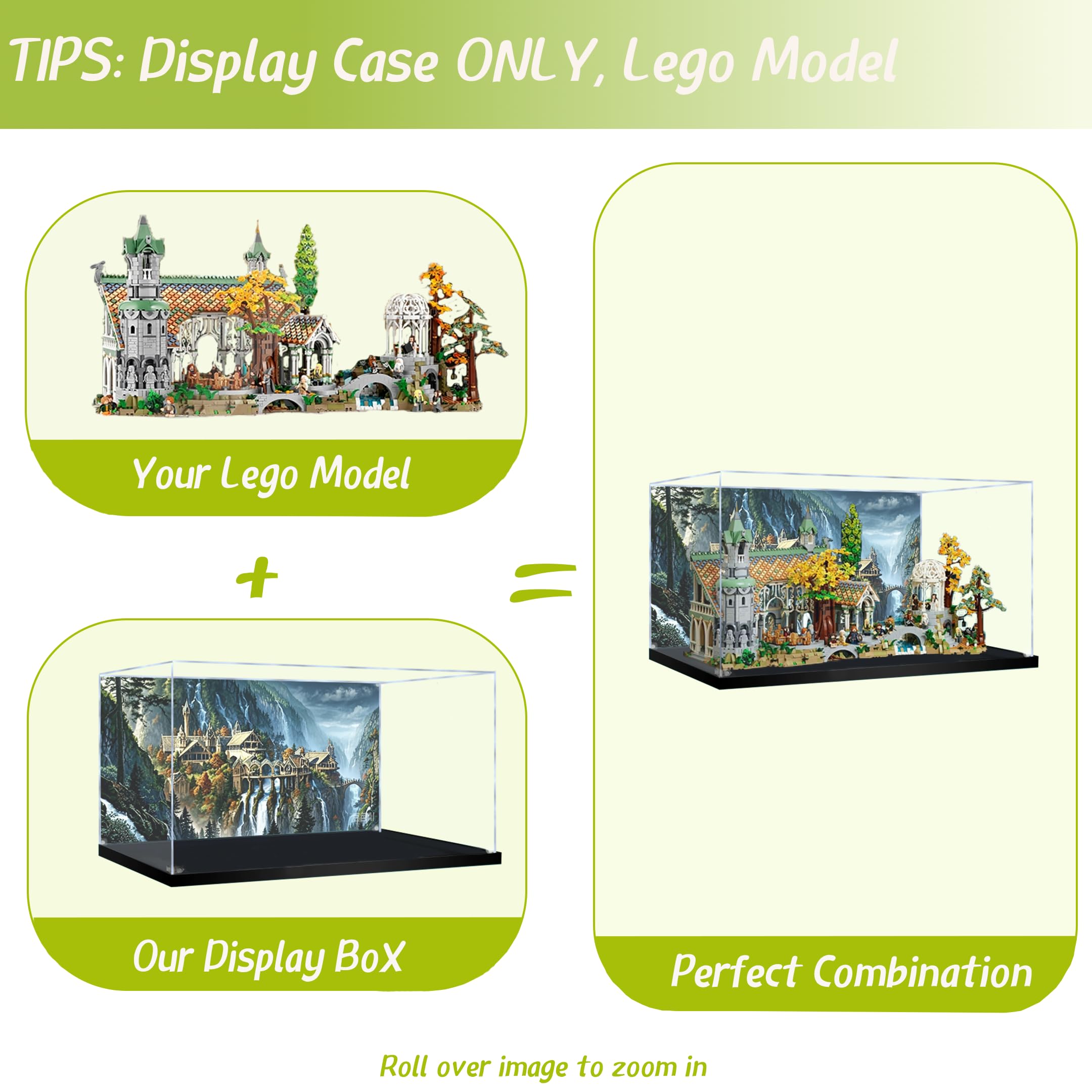 Vitrine en acrylique pour Lego 10316 Seigneur des Anneaux Château de Rivendell, Boîte transparente anti-poussière - Seulement la vitrine, Boîte de présentation compatible avec Lego 10316 (Revêtement