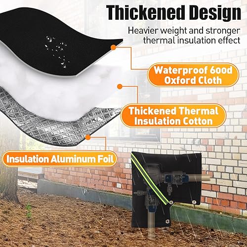 Miniatura 5 de Funda para prevención de reflujo, funda aislada con tiras reflectantes, cubierta negra de protección contra congelación para válvula de rociador de