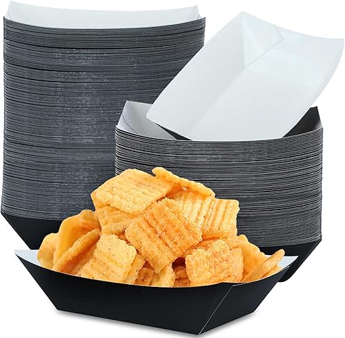 Bandeja de papel desechable para alimentos, barcos de alimentos, resistente a la grasa, bandeja de palomitas de maíz para servir nachos, tacos,