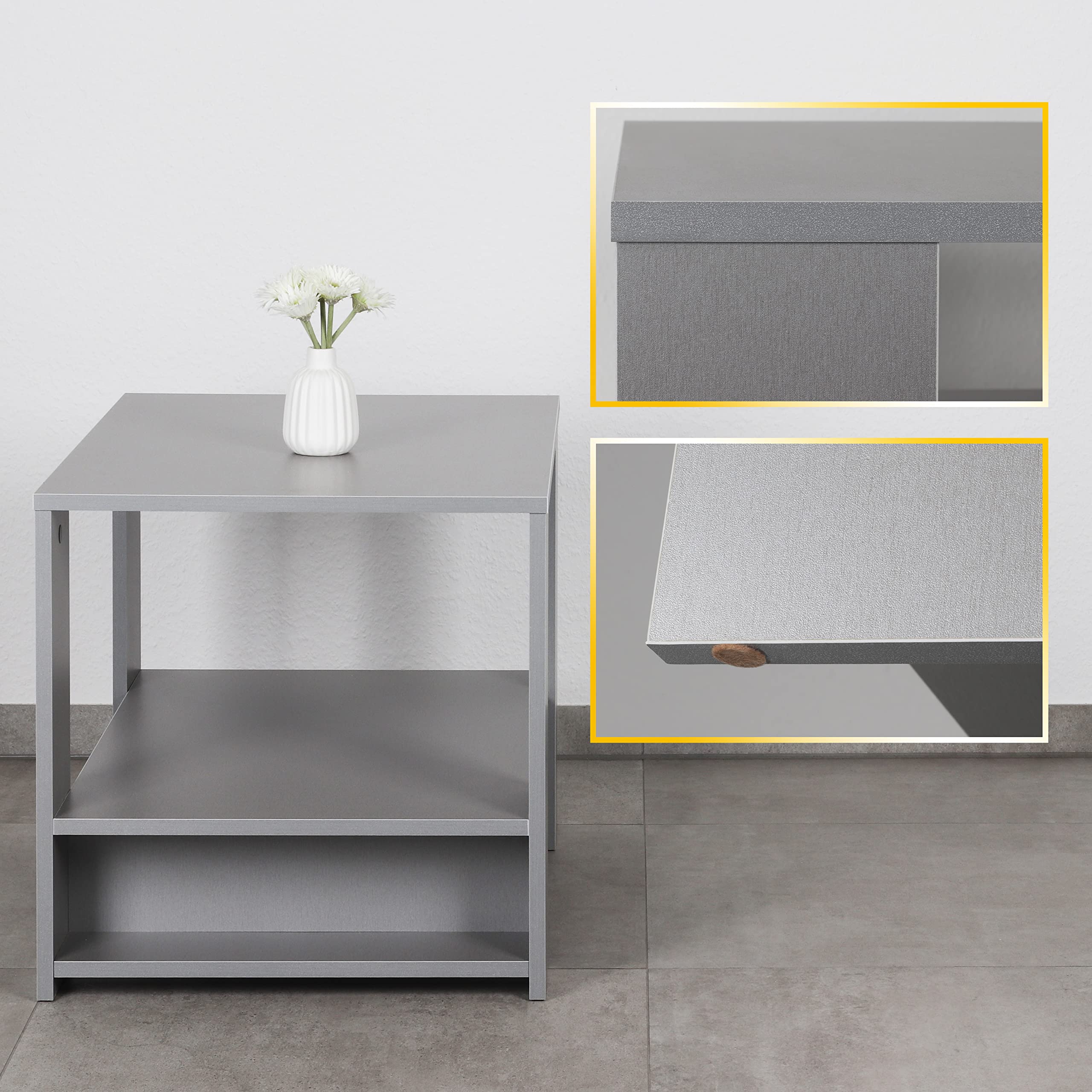 Tavolo Caffè Con Ripiano Portaoggetti RICOO Tavolino Da Salotto 72 X 50 X 50 Cm WM090-EG Tavolo Da Caffè Rovere Marrone Tavolino Rettangolare 72x50 Cm