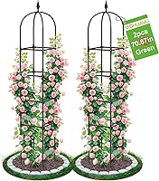 MQHUAYU 2-Pack 71" Rustproof Metal Garden Obelisk Trellis for Climbing Plants, 4-Tier Adjustable Tower for Roses, Vines, Tomatoes - Indoor Outdoor Black
