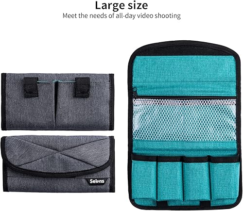 Miniatura 5 de Selens Funda para batería DSLR - Bolsa de 4 bolsillos para baterías NP-FZ100, LP-E6, AA, LP-E8, LP-E10, LP-E12, EN-EL14, EN-EL15, NP-FW50, NP-F550,