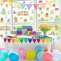Vista 3 de Whaline 40 calcomanías de gel gruesas de cumpleaños, calcomanías de gel para ventana de cumpleaños, regalos de pastel de cumpleaños, globos