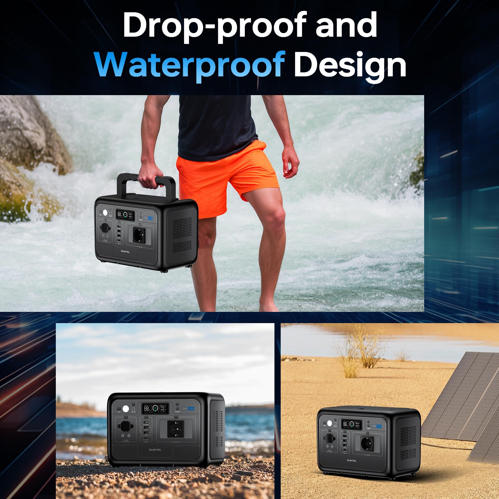 OUKITEL P800E Estación de Energía Portátil 512Wh, Generador Solar LiFePO4 | 800W AC (Pico 1600W), Carga Rápida en 1 Horas, Power Station Para Camping, Viajes, Cortes de Luz, Emergencias