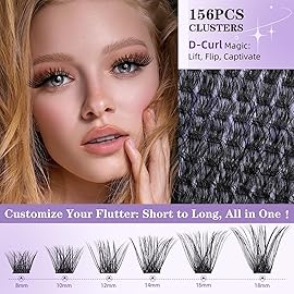 B&Q Wispy Lash Clusters Full B02,Eyelash Clusters 156PCS Comfortable band Cluster Eyelash Extensions,8-18mm Volume Individual Lashes Lightweight D Curl Lash Clusters Soft Eyelashes Natural Look(B02)